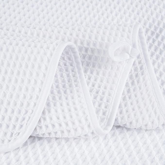 430 GSM Microfiber Oversize Quick Dry Lint Free Bath Towel, 60 x 30 in, 4 Pack (Waffle Weave)