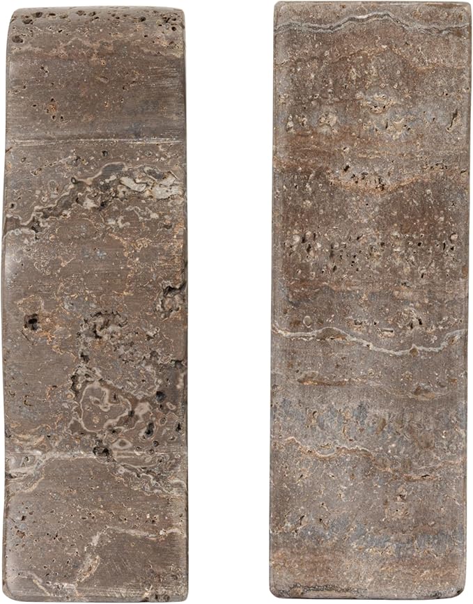 Creative Co-Op Decorative Travertine Wave Bookends, Grey