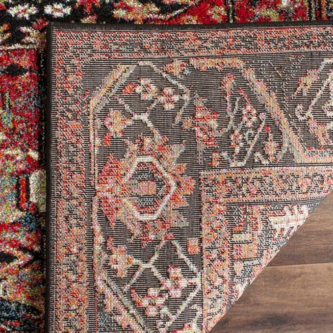 SAFAVIEH Vintage Hamadan Collection Area Rug - 9' Square, Red & Multi, Oriental Traditional Persian Design, Non-Shedding & Easy Care, Ideal for High Traffic Areas in Living Room, Bedroom (VTH215A)