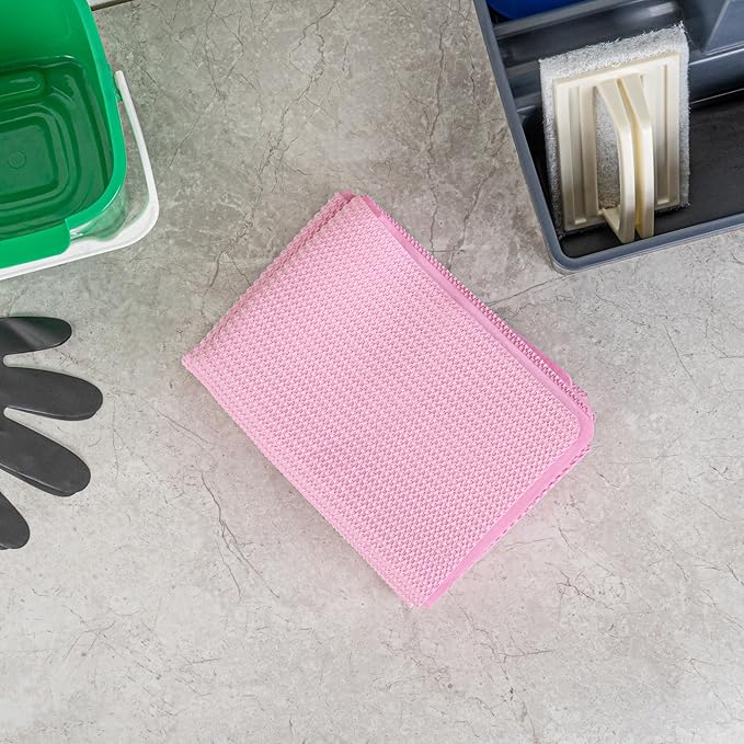 Restaurantware-Clean Tek Professional 25.2 x 16.9 Inch Chamois Cloths, 20 Reusable Microfiber Towels - Storage Tube Included, Absorbent, Pink PVA 3D Microfiber Cleaning Rags, for Windows Or Cars