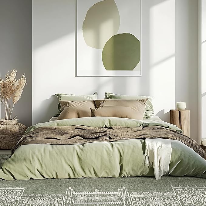 NICETOWN Machine Washable Sage Green Rug - 4 x 6 Rugs for Living Room Non-Slip Bedroom Vintage Trellis Ultra-Thin Throw Carpet for Dining Room Office