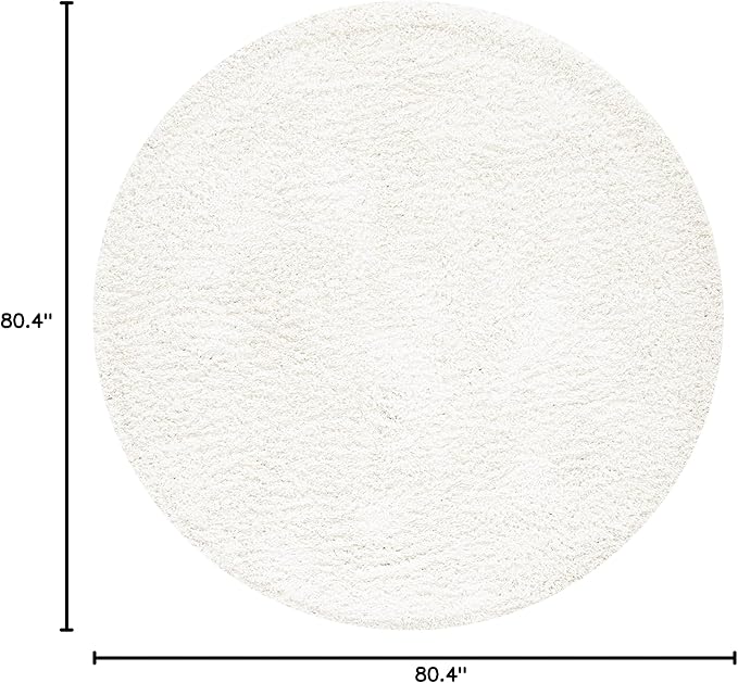 SAFAVIEH August Shag Collection 6'7" Round Ivory AUG200C Solid Non-Shedding Living Room Bedroom Dining Room Entryway Plush 1.5-inch Thick Area Rug