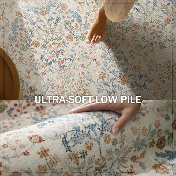 Washable Runners for Hallways Kitchen Rug: 2'6"x8' Runner Rugs Stain Resistant Non Slip Low Pile Soft Carpet Runners Rug for Bedroom Entryway Indoor Beside Bathroom Laundry Room