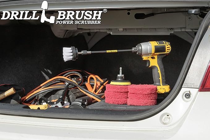 Drill Brush - Bathroom - Power Scouring Pads - Shower Cleaner - Scrub Brush - Shower Doors - Bathroom Sink - Tub - Bath Mat - Baseboard - Vinyl Flooring - Mineral Deposits - Hard Water Stain Remover