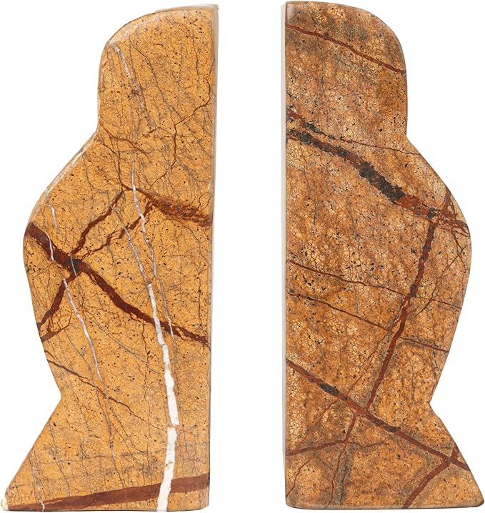 Creative Co-Op Decorative Marble Wave Bookends, Forest Brown