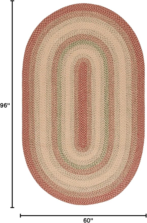 SAFAVIEH Washable Rug Outdoor Braided Collection - 5' x 8' Oval, Rust & Multi, Handmade & Reversible, Non-Shedding & Easy to Clean, Ideal for Patio, Backyard, Mudroom (BRD303A)