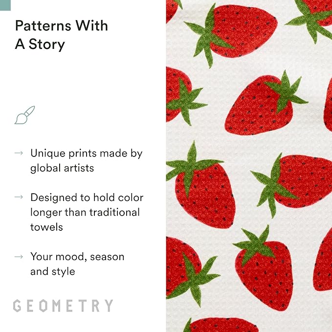 Tea Towels – Spring & Summer Collection – Quick-Dry, Ultra-Absorbent, Reusable Microfiber Kitchen Towels for Drying & Cleaning - Berry Sweet - 1 Pack