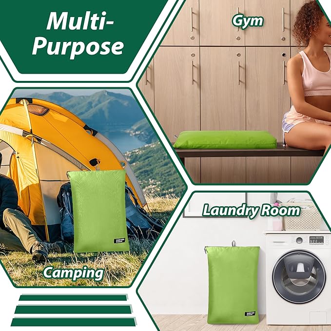 Veki 2 Pack Travel Laundry Bag, Waterproof Dirty Clothes Bags with Handles, Washable Wet Dry Bag, Essential Storage Organizer for Camping, Gym, Swimsuit, Suitcase, College Dorm (White&Green, Large)
