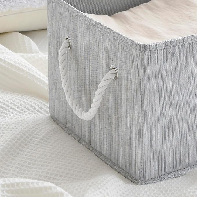 Sukkiri Pack of 2 Large Storage Bins Closet Organizer System, Sturdy Foldable Storage Boxes for Organizing Clothing, Sheets, Books - Shelf Organizer Shelves Basket Storage Bin 14.7"x 10.24"x 8.27"