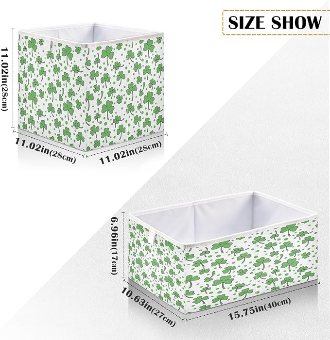 Bolaz St Patricks Day Clover Closet Organizers Storage Cubes Storage Bins Shelf Baskets Containers for Home Room Office,Rectangle