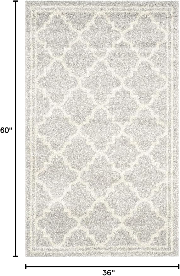 SAFAVIEH Amherst Collection Accent Rug - 3' x 5', Light Grey & Beige, Moroccan Trellis Design, Non-Shedding & Easy Care, Ideal for High Traffic Areas in Entryway, Living Room, Bedroom (AMT422B)