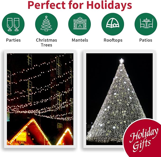 LAMPHOME White Christmas Lights Outdoor, 300 LED 64.8ft Mini String Lights for Indoor Holiday Decor, Waterproof Christmas Tree String Lights for Garland Wedding Party Multi-Use Decoration, Green Wire