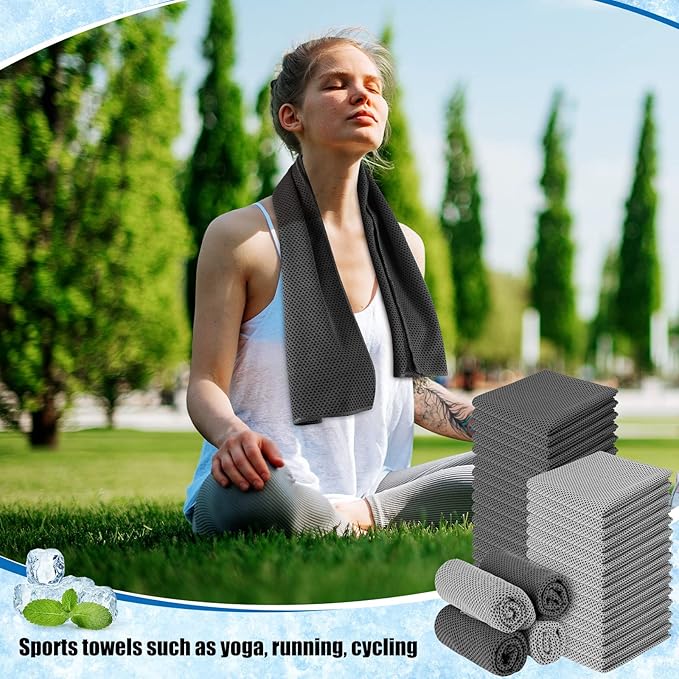 100 Pack Cooling Towel - Microfiber Cold Sports Sweat Rags Neck & Face Breathable Ice Chilly Towel for Gym Yoga Golf Workout Beach Accessories