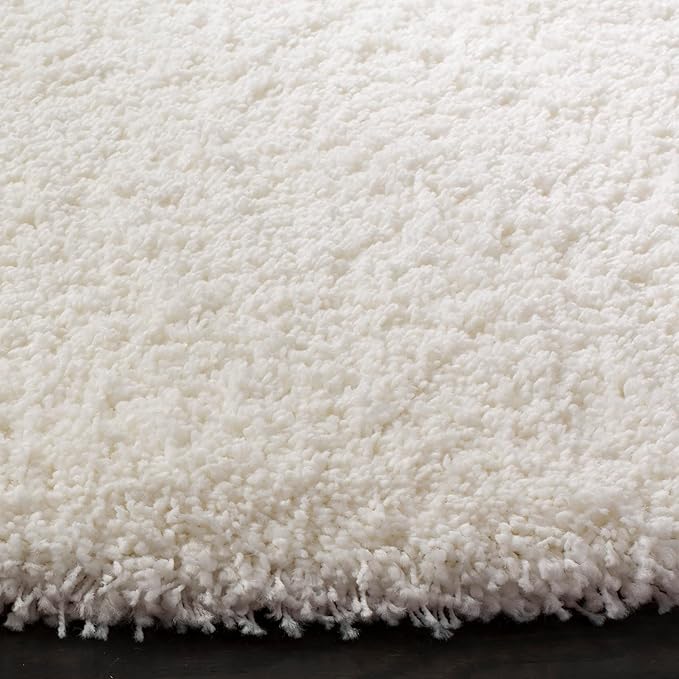 SAFAVIEH Santa Monica Collection Area Rug - 3' Round, White, Solid Design, Non-Shedding & Easy Care, 2-inch Thick Ideal for High Traffic Areas in Living Room, Bedroom (SGN725-1010)