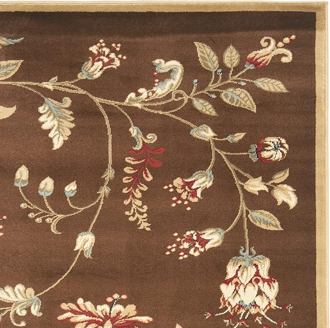 SAFAVIEH Lyndhurst Collection Area Rug - 5'3" x 7'6", Brown & Multi, Traditional Floral Design, Non-Shedding & Easy Care, Ideal for High Traffic Areas in Living Room, Bedroom (LNH552-2591)