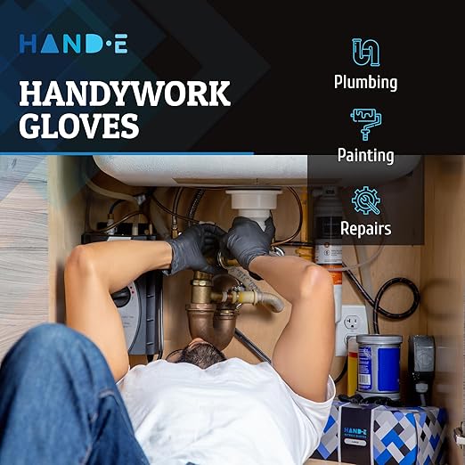 Hand-E Touch Black Nitrile Medical Gloves Disposable Medium 100 Count - Latex Free, Extra Thick 5 Mil Surgical Medical Exam Gloves, Powder Free