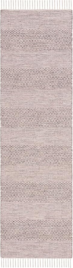 SAFAVIEH Montauk Collection Runner Rug - 2'3" x 18', Ivory & Steel Grey, Handmade Flat Weave Boho Farmhouse Cotton Tassel Fringe, Ideal for High Traffic Areas in Living Room, Bedroom (MTK330M)