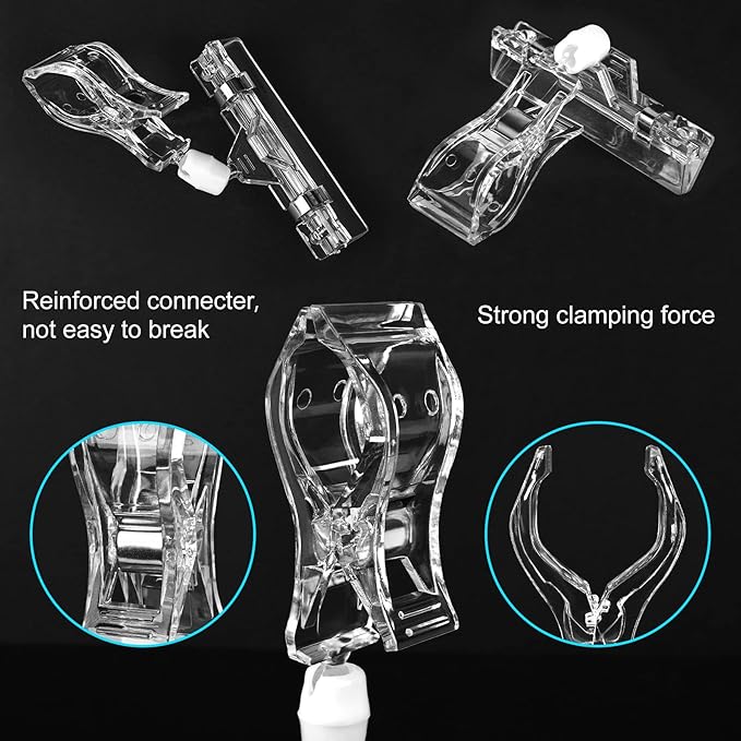 Clear Plastic Label Pop Clips - 100 Pack Swivel Double Sided Price Tag Clips for Sale on Display Shelves and Sign Holders