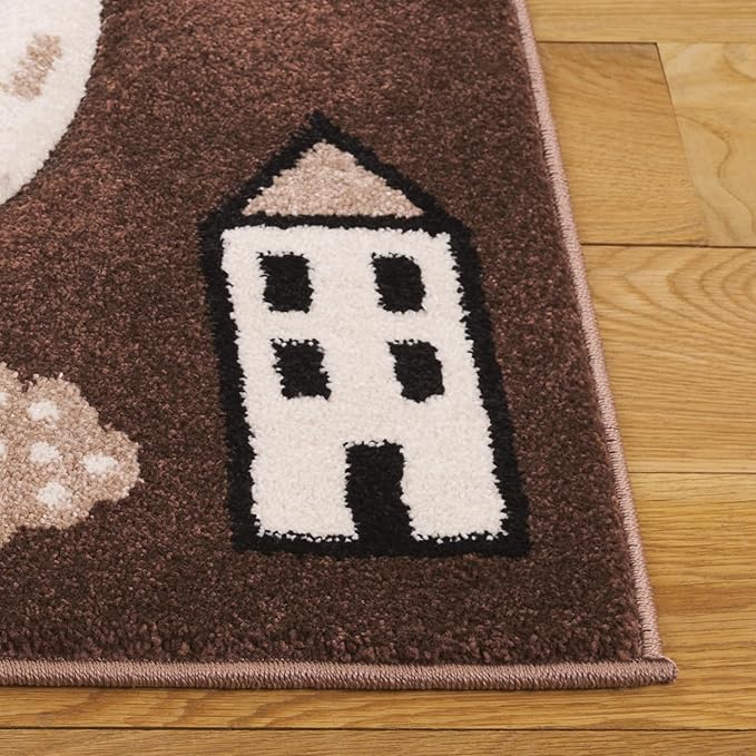 SAFAVIEH Carousel Kids Collection Runner Rug - 2'3" x 8', Brown & Beige, Non-Shedding & Easy Care, Ideal for High Traffic Areas for Boys & Girls in Playroom, Nursery, Bedroom (CRK193T)