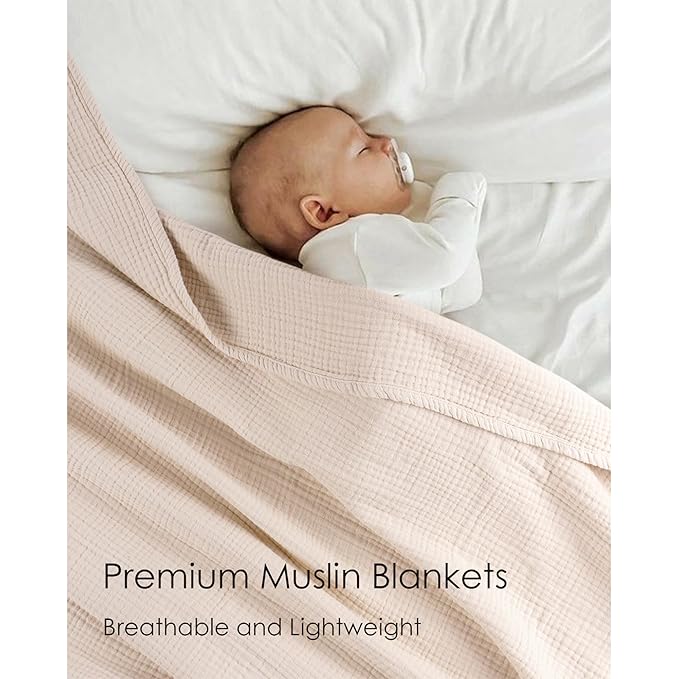 Muslin Baby Blanket for Boys and Girls, Cotton Receiving Swaddle Crib Blanket for Neutral Newborn - Soft & Breathable Baby Quilt (Fog)