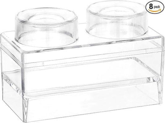 Hammont Block Toy Shaped Acrylic Candy Boxes - 8 Pack - 3.74"x1.96"x2.36" - Perfect for Weddings, Birthdays, Party Favors and Gifts | Designer Cute Clear Lucite Plastic Treat Containers