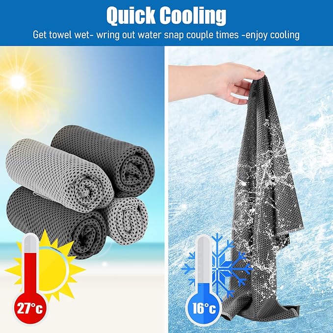100 Pack Cooling Towel - Microfiber Cold Sports Sweat Rags Neck & Face Breathable Ice Chilly Towel for Gym Yoga Golf Workout Beach Accessories