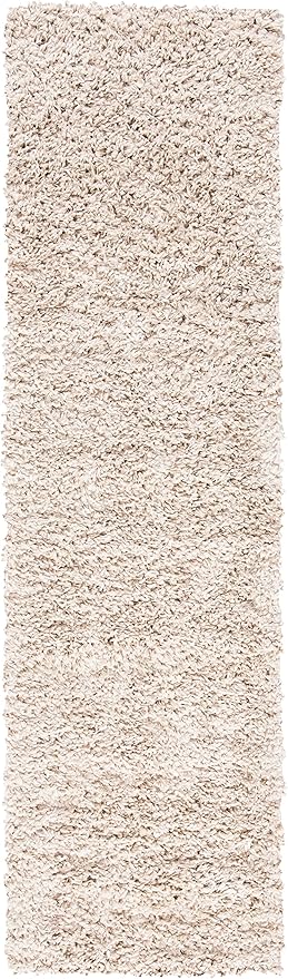 SAFAVIEH August Shag Collection Runner Rug - 2' x 13', Beige, Solid Design, Non-Shedding & Easy Care, 1.5-inch Thick Ideal for High Traffic Areas in Living Room, Bedroom (AUG200D)