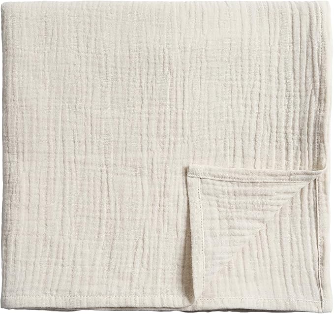 Meracorallo Muslin Swaddle Blanket, 100% Cotton Receiving Blanket Soft and Breathable Swaddle Wrap for Baby Boys and Girls, Cream