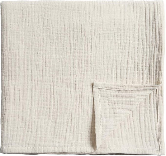 Meracorallo Muslin Swaddle Blanket, 100% Cotton Receiving Blanket Soft and Breathable Swaddle Wrap for Baby Boys and Girls, Cream