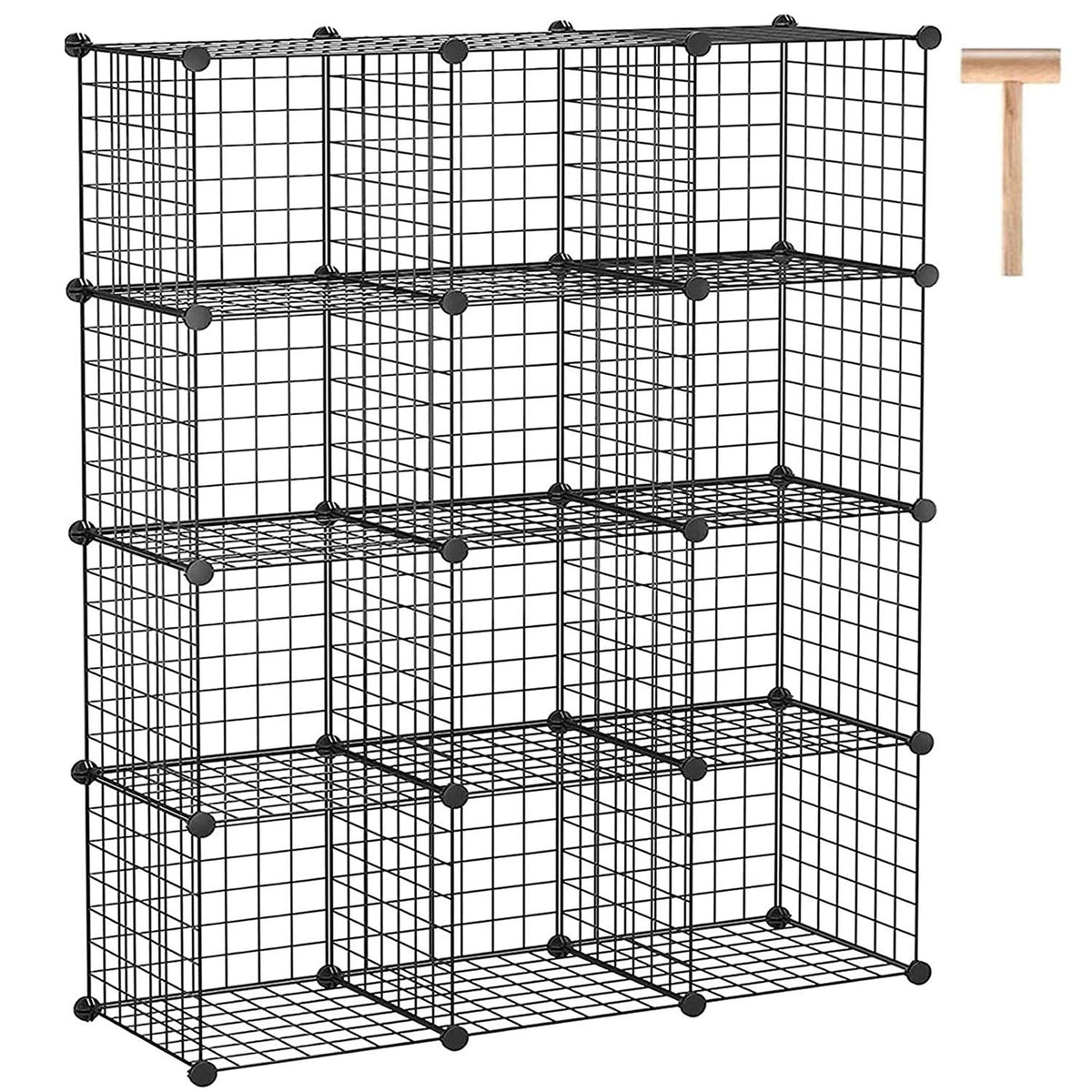 C&AHOME Wire Cube Storage, 12-Cube Storage Organizer Metal, C Grids, Black