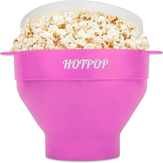 The Original Hotpop Microwave Popcorn Popper, Silicone Popcorn Maker, Collapsible Bowl BPA-Free and Dishwasher Safe- 20 Colors Available (Pink)