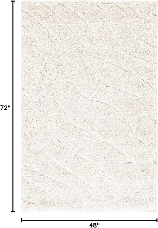 SAFAVIEH Florida Shag Collection Accent Rug - 4' x 6', Creme & Creme, Non-Shedding & Easy Care, 1.2-inch Thick Ideal for High Traffic Areas in Entryway, Living Room, Bedroom (SG472-1111)