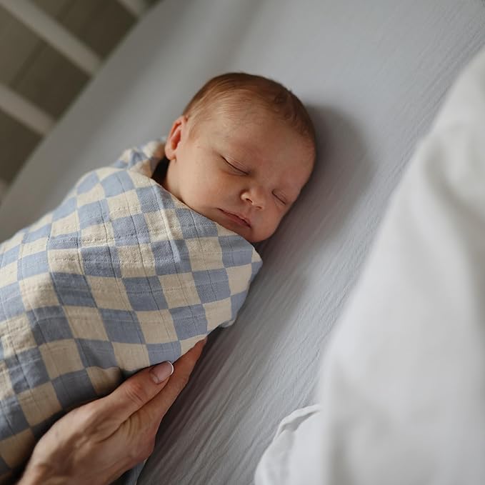 mushie Muslin Baby Swaddle Blanket | 100% Organic Cotton (Boats)