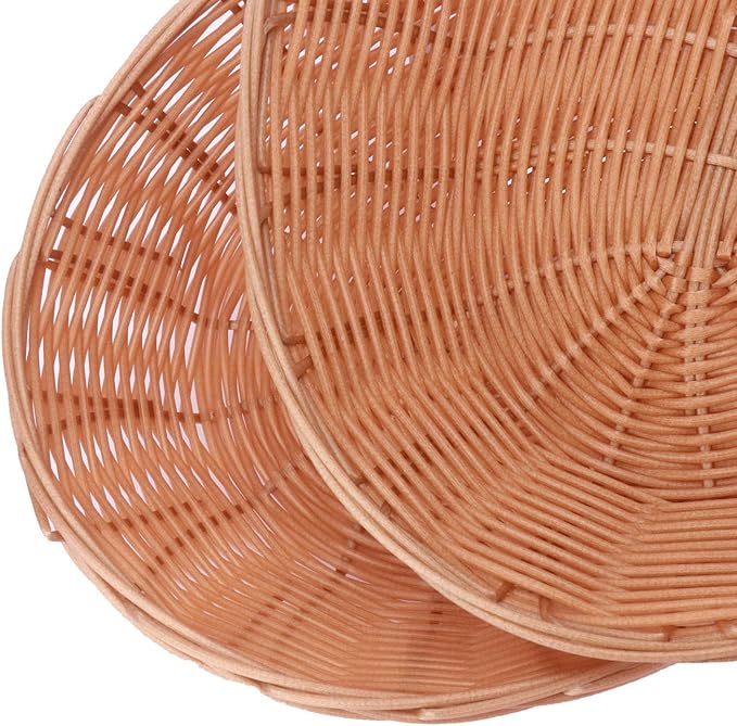 11 Inch Oval Poly Wicker Basket - Bulk, 11 Pack, Bread Serving Baskets for Home & Restaurant Use
