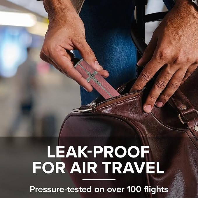 Milano Perfume Atomizer - Leak-Proof and TSA Approved for Air Travel - Reusable, Airtight, Easy Fill Mini Pump Sprayer - Lightweight Vegan Leather w/Polished Metal Outer Shell - Perfect Pink