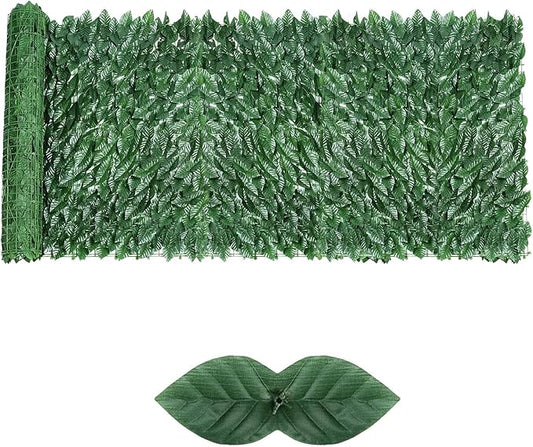 Artificial Ivy Privacy Fence Screen,59"x118" UV-Anti Fake Leaves Plant Vine,Privacy Hedges Wall for Indoor Outdoor Garden Backyard Decor,Color Green Pineapple Leaves