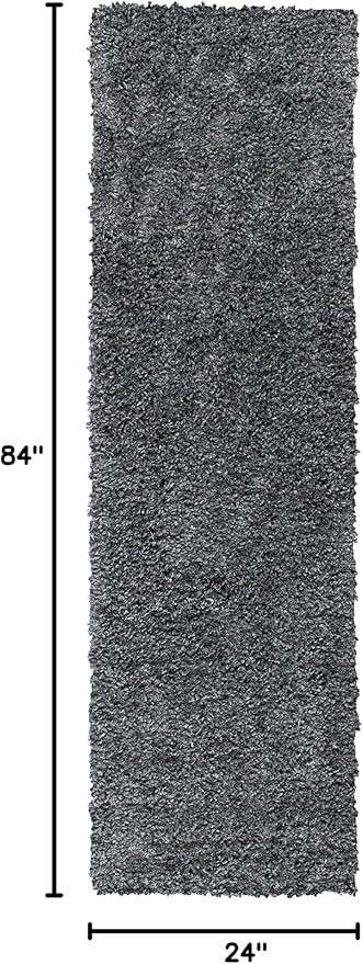 SAFAVIEH August Shag Collection Runner Rug - 2' x 7', Charcoal, Solid Design, Non-Shedding & Easy Care, 1.5-inch Thick Ideal for High Traffic Areas in Living Room, Bedroom (AUG200H)