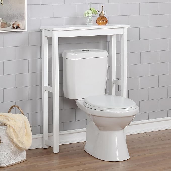 Alaterre Furniture Dorset Over-The-Toilet Storage Shelf – 27" W x 37" H Space Saver Rack with Single Open Shelf for Towels & Toiletries – Minimalist Modern Design & Easy Assembly Bathroom Organizer