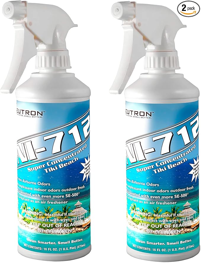 Neutron Industries NI-712 Tiki Beach Odor Eliminator Spray (2 bottles) – Powerful, Long-Lasting Odor Neutralizer – Instant Air Freshener for Home, Car & More – Pint-Sized (16 oz)