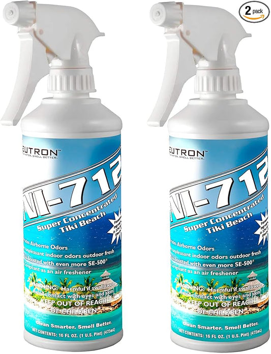 Neutron Industries NI-712 Tiki Beach Odor Eliminator Spray (2 bottles) – Powerful, Long-Lasting Odor Neutralizer – Instant Air Freshener for Home, Car & More – Pint-Sized (16 oz)