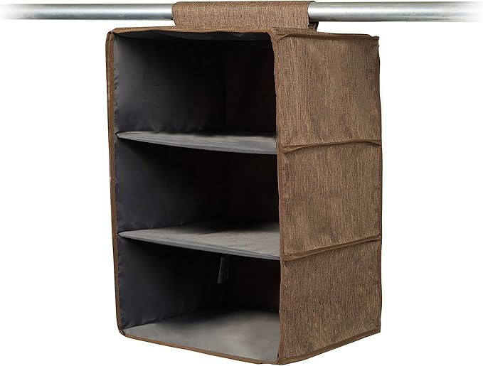 Covermates Keepsakes Hanging Closet Organizer - Heavy Duty Material, Sturdy Interior Shelves - Closet Storage, Brown Heather