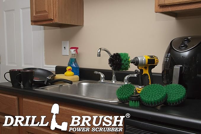 Kitchen Cleaning Supplies - Household Kitchen Cleaners - Drill Brush Kitchen Accessories - Oven Cleaning Tool - Stove Burners Cleaning Kit - Cast Iron Cleaning Kit - Home Cooktop Cleaning Brushes Kit