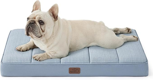 Bedsure Cooling Dog Bed for Medium Dogs - Comfy Flat Puppy Beds with Removable Washable Cover, Orthopedic Egg Crate Foam Pet Mat, Suitable for Pet Up to 30 lbs