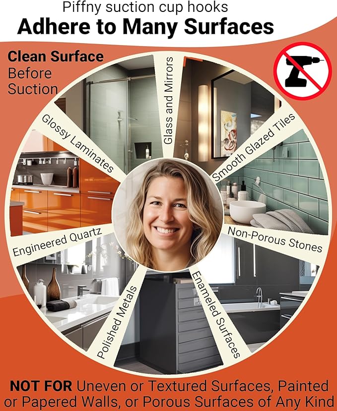 Suction Cup Hooks for Showers, Bathrooms, and Kitchens for Mounting on Smooth Tile, Glass Shower Doors, and Mirrors to Hang Loofah Sponges, Towels, Robes, and More, Black, 2 Pack