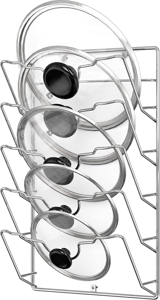 Simple Houseware Wall Door Mounted Pot Lid Rack, Chrome Finish