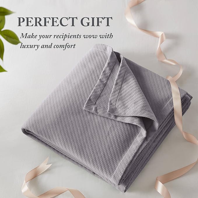 Madison Park Liquid Cotton Luxury Blanket Premium Soft Cozy 100% Ring Spun Cotton For Bed , Couch or Sofa, Twin, Gray