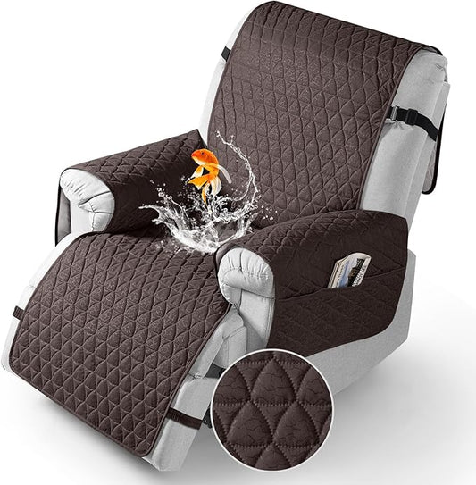 TAOCOCO 100% Waterproof Recliner Cover - Recliner Cover with Non-Slip Granule, Recliner Chair Covers with Elastic Band, Recliner Chair Covers for Reclining Chair(Chocolate, Medium-25'')