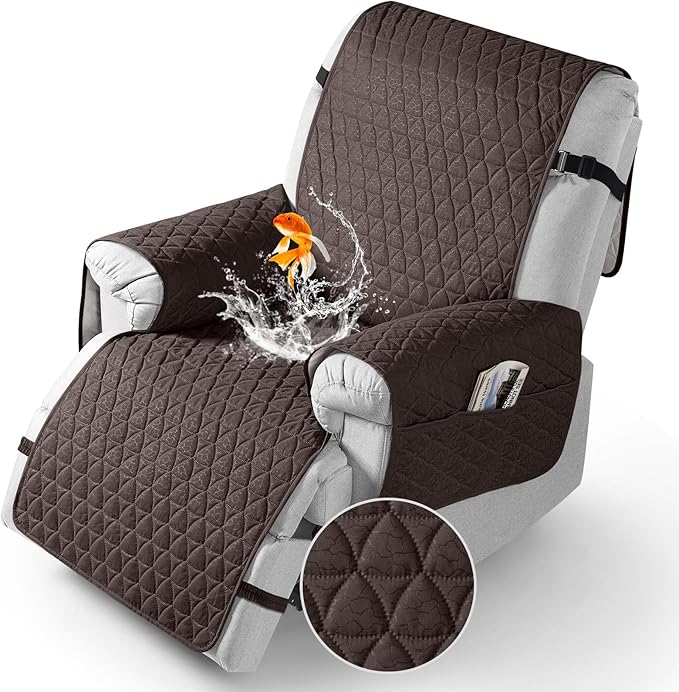 TAOCOCO 100% Waterproof Recliner Cover - Recliner Cover with Non-Slip Granule, Recliner Chair Covers with Elastic Band, Recliner Chair Covers for Reclining Chair(Chocolate, Small-22'')