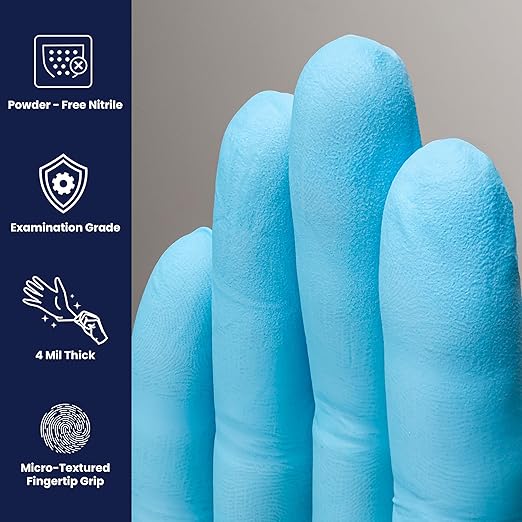 Adenna Miracle 4 mil Powder-Free Nitrile Exam Gloves, Medical Grade, Blue, X-Large, Box of 180