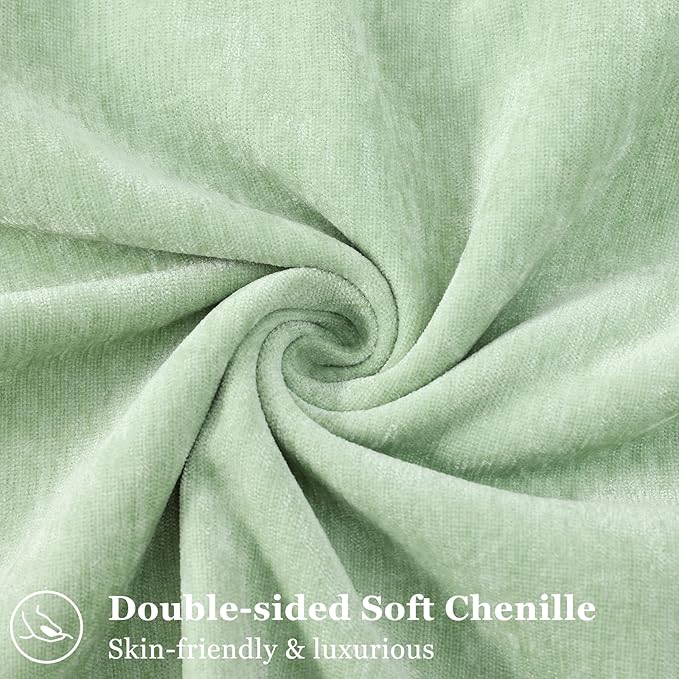 decorUhome Spring Couch Throw Pillow Covers 20x20 Set of 2, Decorative Soft Velvet Modern Cozy Chenille Pillow Cases with Elegant Design for Sofa Bed Living Room Home Decor, Sage Green